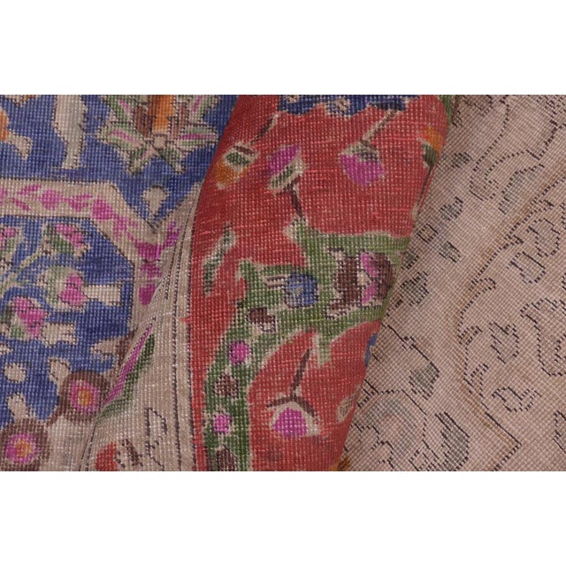 Red Art Nouveau Vintage 1990's Blue/Red Wool Rug - 9'5'' X 12'8'' For Sale - Image 8 of 10