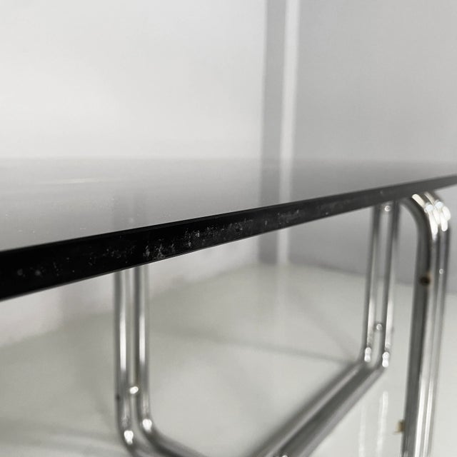 Metal Italian Modern Dining Table in Smoked Glass and Steel, 1970s For Sale - Image 7 of 18