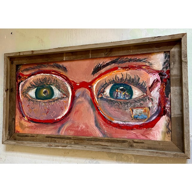 2020s "The Red Glasses", Original, One-of-a-Kind, Oil Painting, Woman Art For Sale - Image 5 of 12