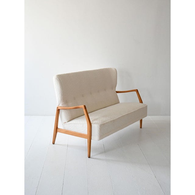 Vintage Scandinavian Sofa with Faux Lamb, 1960s For Sale - Image 4 of 12
