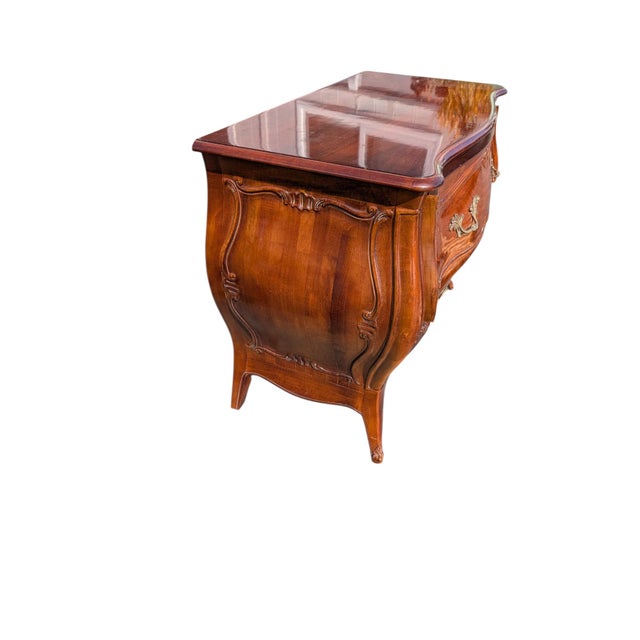 Add timeless French elegance to your bedroom with this stunning pair of vintage Henredon nightstands, crafted in the...