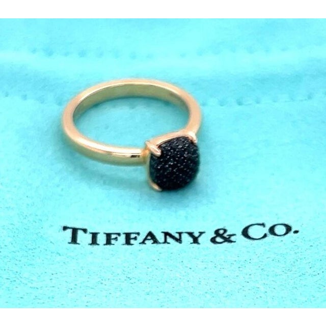 Modern Tiffany & Co. Picasso Black Spinel Sugar Stacks 18k Rose Gold Ring, Size 5 For Sale - Image 3 of 8