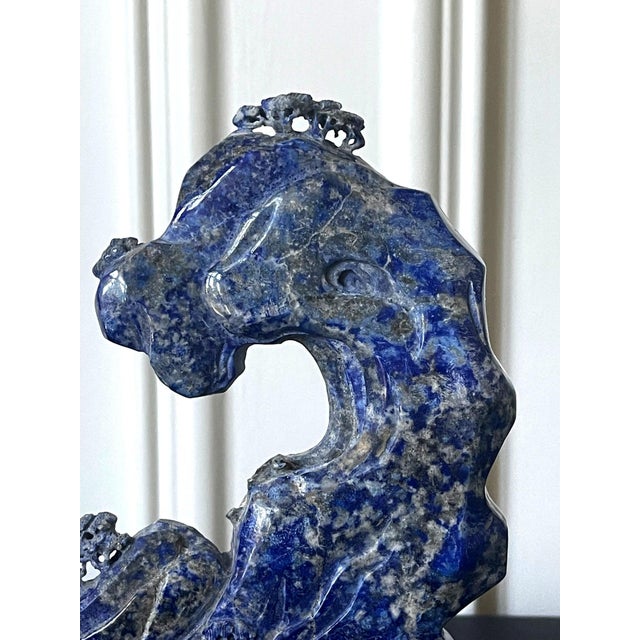 Turquoise Chinese Carved Lapis Lazuli Scholar Stone For Sale - Image 8 of 14