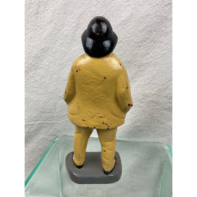 1930s Vintage Cast Iron Old Salt Fisherman Doorstop For Sale - Image 5 of 5