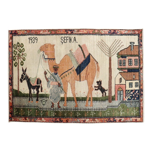 Zabihi Collection Turkish Anatolian Animal Caravan Camel Rug 1939 - 2'8" x 4'2" For Sale