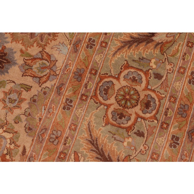1990s Floral 1990's Pak-Persian Taupe/Green Wool Rug - 6'0'' X 8'7'' For Sale - Image 5 of 9