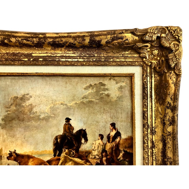 Dutch Landscape With Peasants and Cattle, After Aelbert Cuyp For Sale - Image 4 of 8