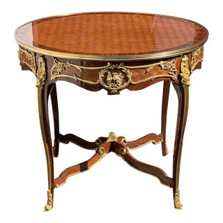 Center Side Table With Parquetry Inlay Top Accent Table For Sale