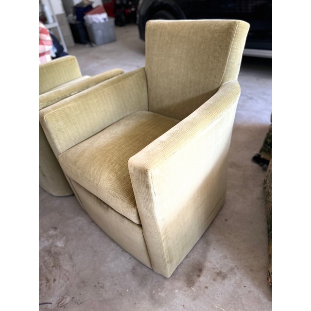 Upholstered Swivel Chairs Pair For Sale - Image 14 of 17