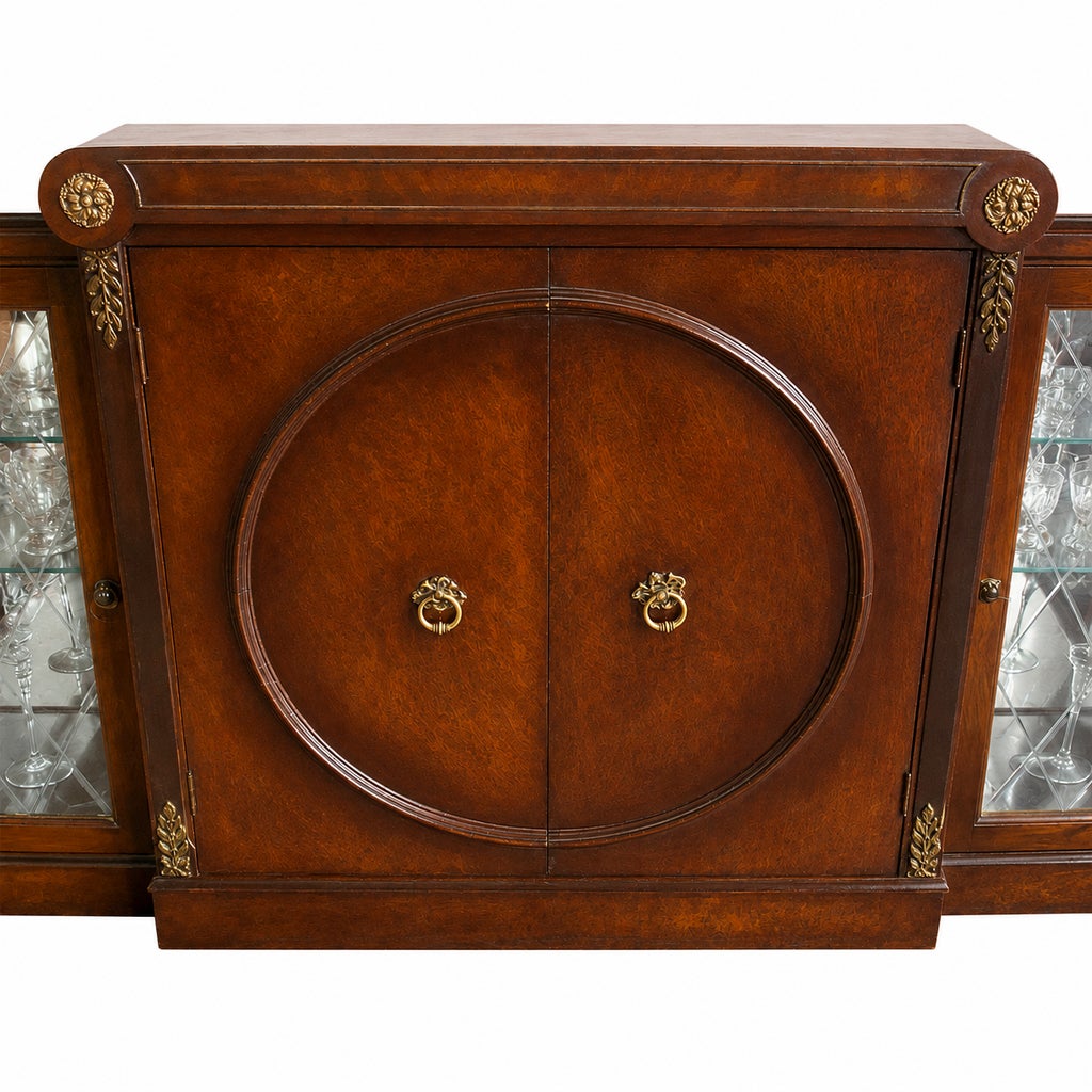 Vintage Mahogany Cocktail Bar Cabinet With Mirrored Displays and Glassware Javit — view 2