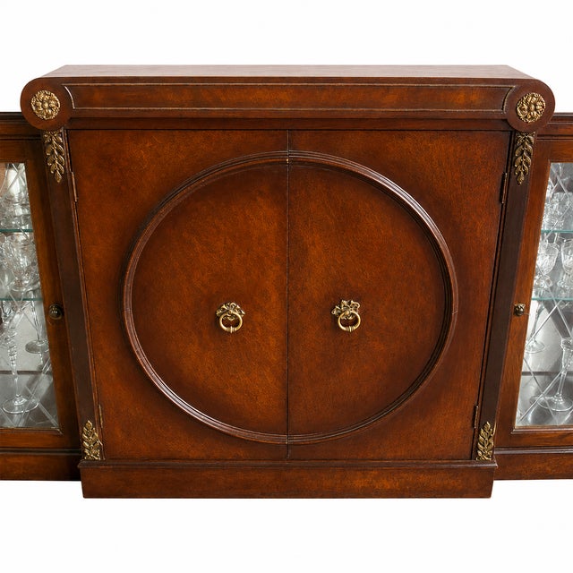 Campaign Vintage Mahogany Cocktail Bar Cabinet With Mirrored Displays and Glassware Javit For Sale - Image 3 of 12