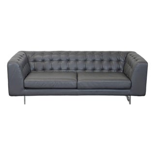 Jason Furniture Modern 3-Seat Sofa in Dark Gray Leather For Sale