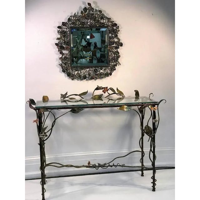Early 21st Century Incredible Jay Strongwater Flora and Fauna Jewel Encrusted Mirror and Console For Sale - Image 5 of 9