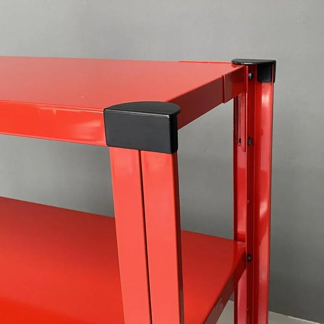 Red Italian Modern Red Metal Bookcase, 1980s For Sale - Image 8 of 10