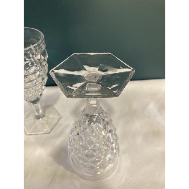 Mid 20th Century Vintage Fostoria Cubist Wine Glasses With Hex Foot- Set of 3 For Sale - Image 5 of 6