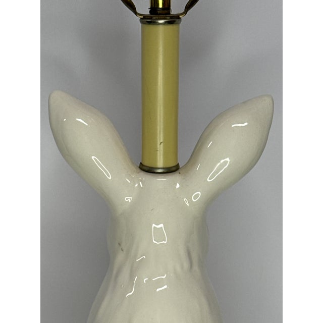 White 1990s Rabbit Table Lamp With Green Base For Sale - Image 8 of 13