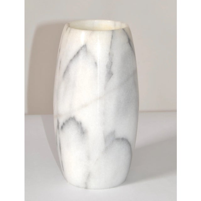 Raymor 20th Century Mid-Century Modern Hand Carved Carrara Marble Vase Vessel Italy For Sale - Image 4 of 13