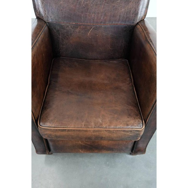 Vintage Brown Sheepskin Armchair For Sale - Image 6 of 14