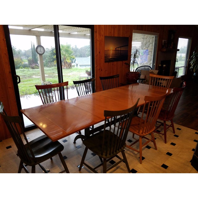 Ethan Allen Country Colors Dining Set with Table and 8 Fan Back Chairs