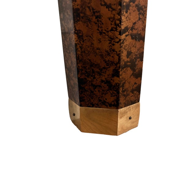 Mid-Century Faux Tortoise Shell Console Table With Black Glass by Henredon For Sale - Image 12 of 15