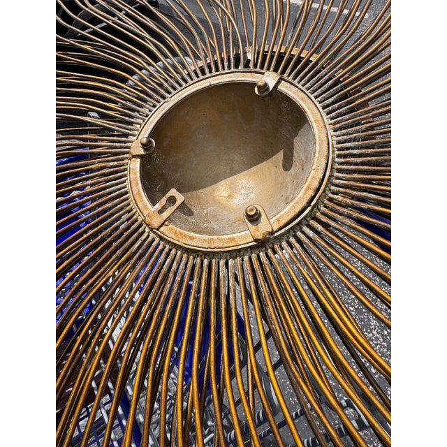 Metal Vintage 30” Brass-Finish Starburst Sunburst Wall Sculpture For Sale - Image 7 of 9