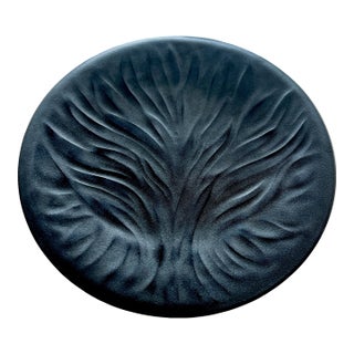Lalique Vintage Black Crystal Tree of Life Algues Plate - Signed- Pre-1978 For Sale