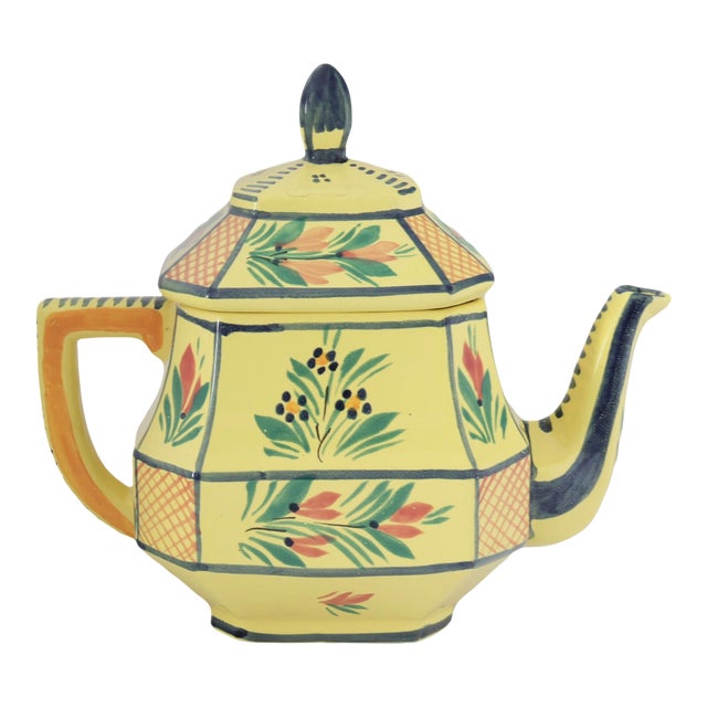 Vintage French Quimper Tea Pot For Sale