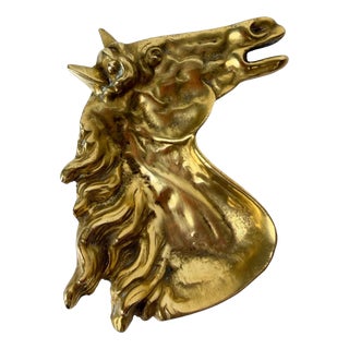 Mid-Century Modern Sculptural Brass Horse Head Ashtray, 1970s For Sale
