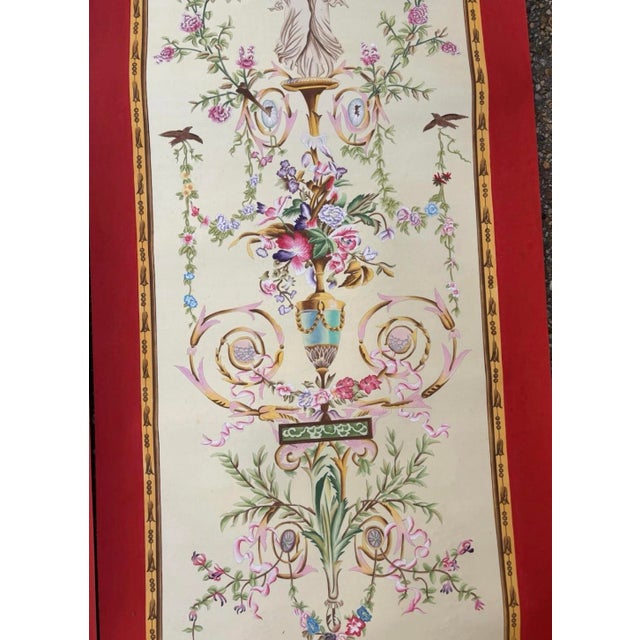 Early 21st Century Hand Painted Neoclassical French Rocco Style Decorative Panels Floral Urn Cherub Motif 28” by 62” Each For Sale - Image 5 of 6