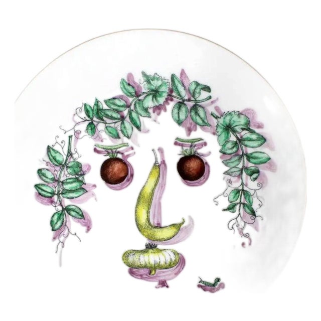 Ceramic Plate with Vegetable Face Fornasetti For Sale