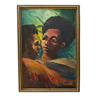 Vintage Expressive Figurative Oil Painting, Signed For Sale