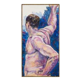 Male Nude Figure Reaching Beyond - Norma Ann Morrell, C. 1990 For Sale