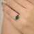 Classic Oval Cut Emerald Blue Sapphire Trinity Ring Size 5 in 14k White Gold For Sale - Image 4 of 14