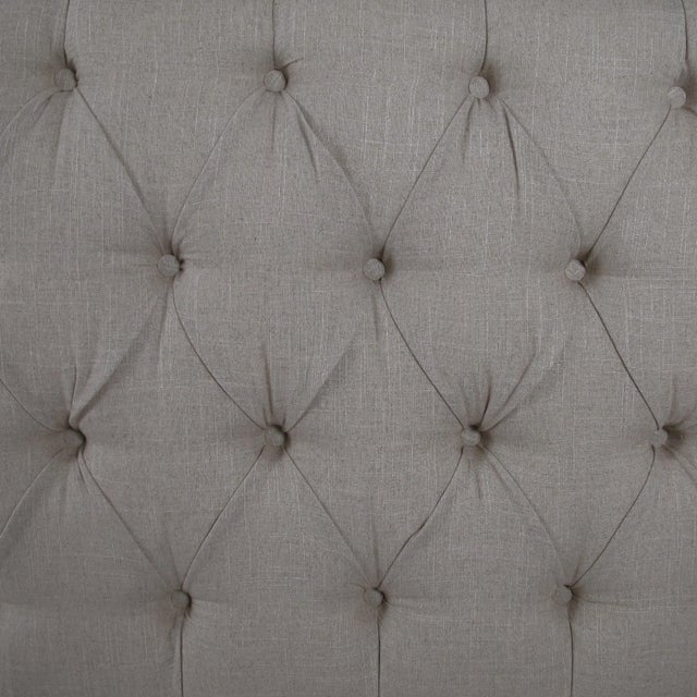 Contemporary Ivy Tufted Wingback Bed in Grey Classic Linen, California King For Sale - Image 3 of 8