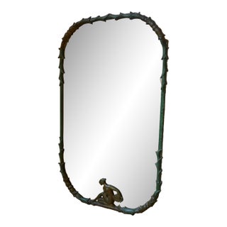 Swedish Modern Green Painted Wall Mirror For Sale