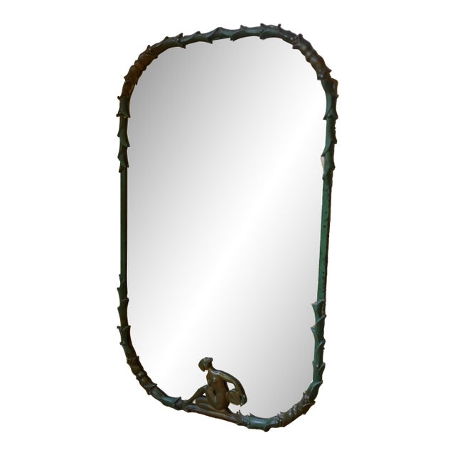 Swedish Modern Green Painted Wall Mirror For Sale