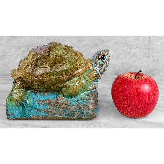 - Original 1970's Drip Glazed Stoneware Pottery Turtle Sculpture - Wonderful Detailing with Vibrant Drip Glazed Finish -...