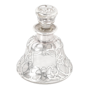 Art Nouveau Fine Sterling Overlay Perfume Bottle Signed Steuben