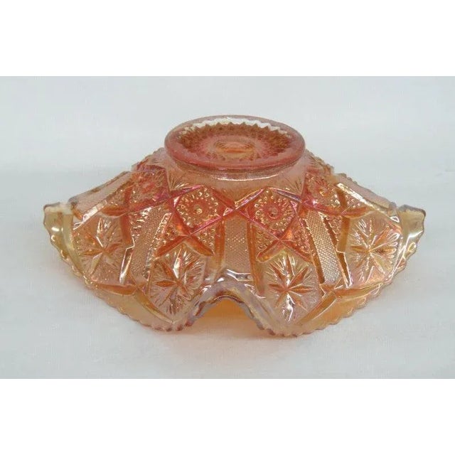 Imperial Star and File Marigold Carnival Glass Ruffled Sawtooth Bowl Dish For Sale - Image 9 of 11
