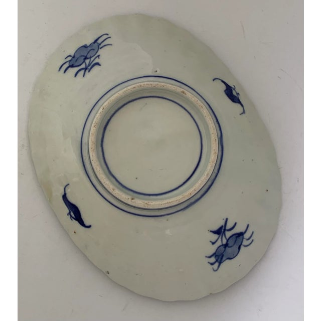 Ceramic Antique Mid 19th Early Meiji Period Japanese Imari Oval Dish Charger Scalloped Rim For Sale - Image 7 of 13