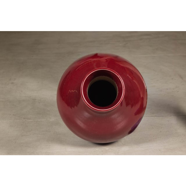 Vintage Chinese Oxblood Porcelain Vase with Long Neck and Baluster Form For Sale - Image 4 of 16