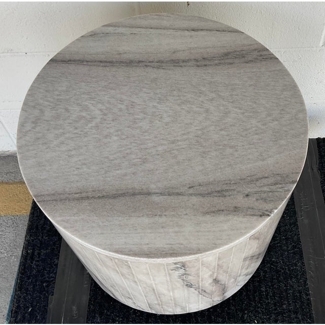 Modern Gray Marble Side Table For Sale - Image 4 of 4