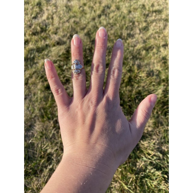 Metal Vintage .35ctw Diamond Ring, 14k Yellow & White Gold, Ring Size 3 For Sale - Image 7 of 7