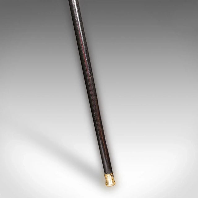 Victorian Antique Dandy’s Walking Cane, English, Stick, Ebonised, Victorian, 1889 Hallmark For Sale - Image 3 of 9