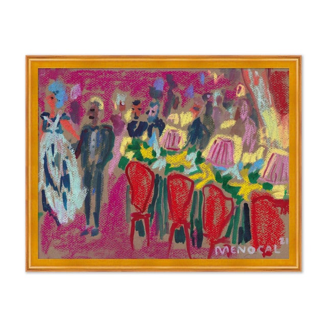 Illustration Cabaret IV by Happy Menocal in Gold Frame, Small Art Print For Sale - Image 3 of 3