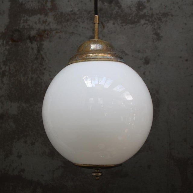 Opaline glass globe with Brass 2 meter black cotton flex Brass top and bottom E27 / E26 Up to 250V (Europe/UK...