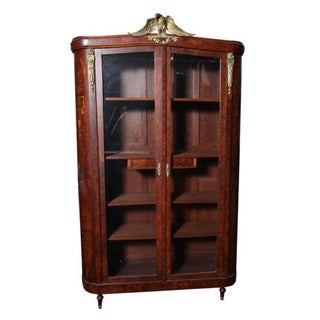 19thc French Gilt & Wood Inlay Armoire For Sale