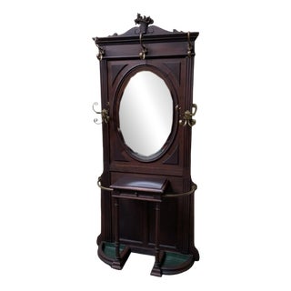 Antique Art Nouveau Clothes Rack in Oak, 1910 For Sale
