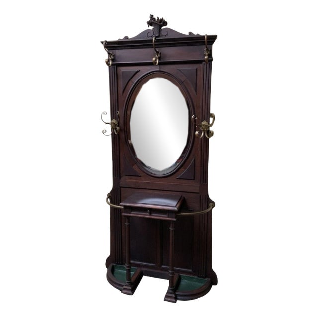 Antique Art Nouveau Clothes Rack in Oak, 1910 For Sale