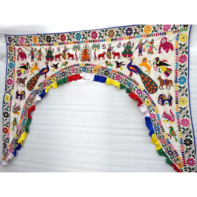 Majestic entirely handmade window or door topper, valance, pelmet, from Barmer or Gujrat, India. This desert town near...